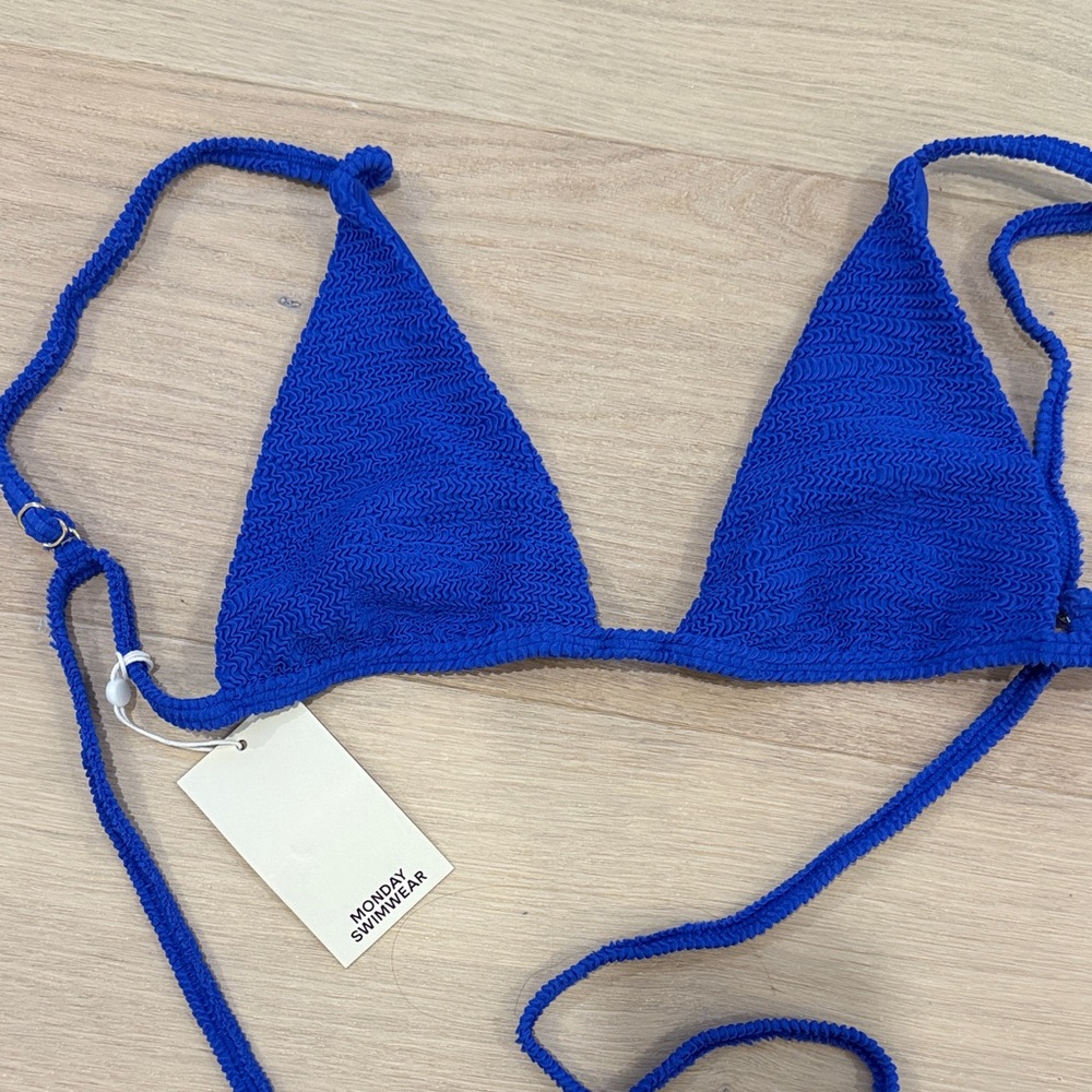 Monday Swimwear Barbados Crinkle Cobalt Blue Bikini Top